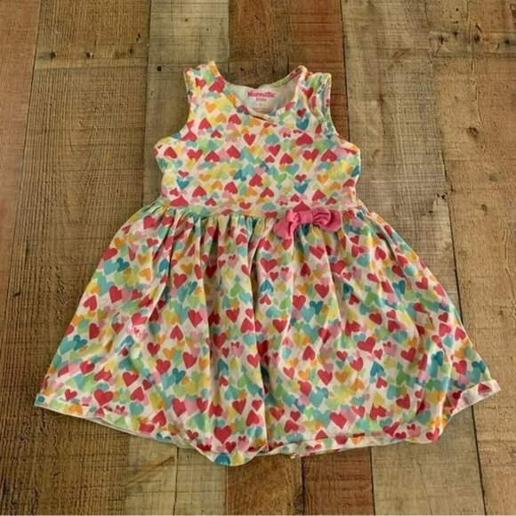 Nannette girls size 6 sleeveless tank top casual dress with hearts - Picture 1 of 5